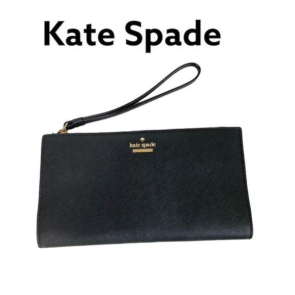 Kate Spade Black Cow Leather Snap Wallet Wristlet